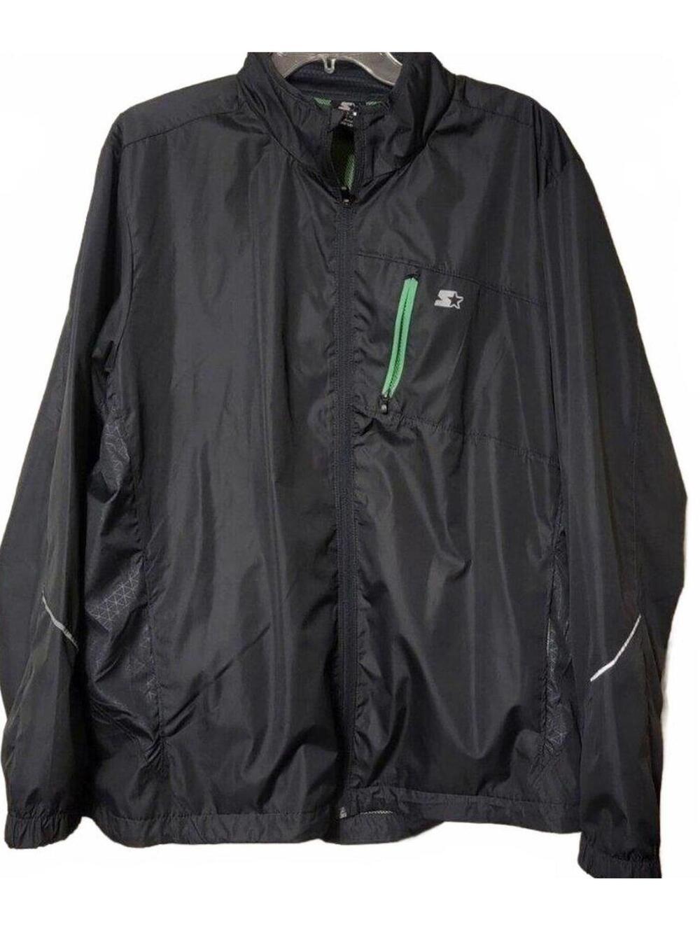 Starter zip up windbreaker size L Gray with Lime Green Accents.